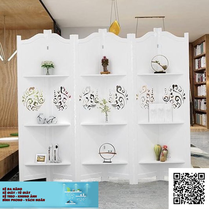 Vách ngăn bình phong có kệ trang trí kín đáo ấn tượng GTS321 / 1 TẤM