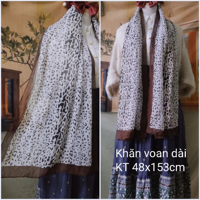 |2hand| Set áo sơ mi voan nhật + chân váy xô hoa nhí dáng dài / khăn voan dài