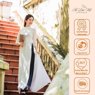 Áo Dài Trắng Truyền Thống, Màu Trắng, Lụa Chiffon Cao Cấp, Không Nhăn, Không Xù