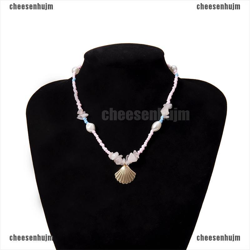 Vòng Cổ Choker Đính Hạt Ngọc Trai Hồng Phong Cách Boho Cho Nữ