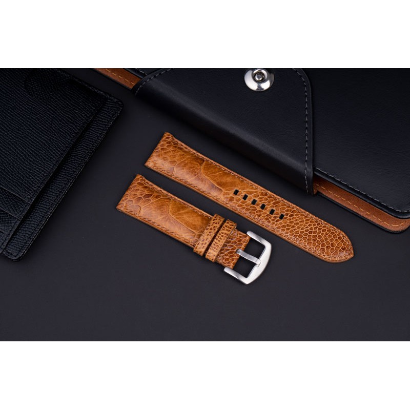 Dây da đồng hồ da đà điểu sản xuất handmade ( Nhận làm theo yêu cầu ) - Bespoke Ostrich leg leather watch straps kto12