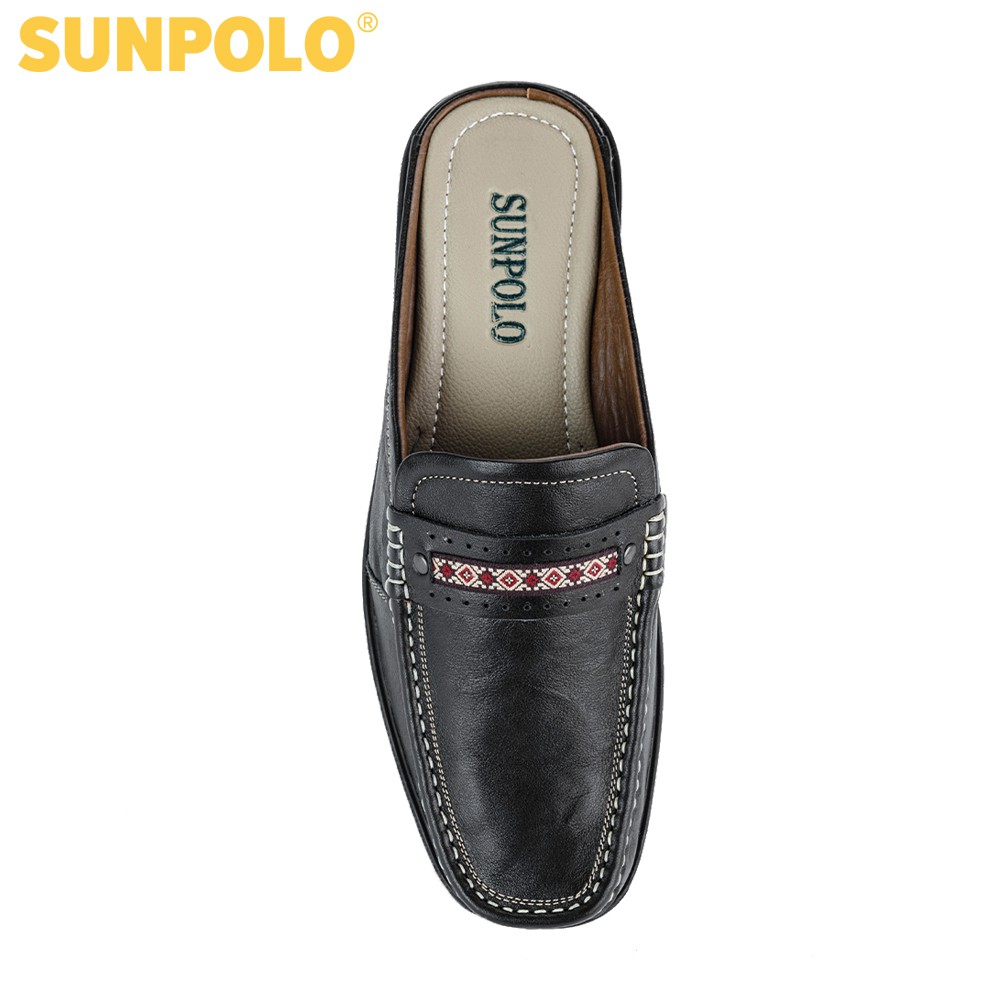 Giày sục dép nam Da bò cao cấp SUNPOLO đi làm công sở, đi chơi Màu Đen/Nâu - SUSP002DN
