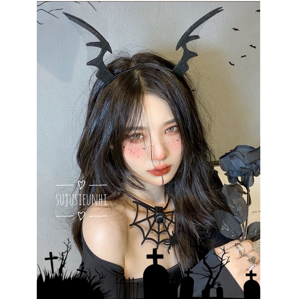 (13 mẫu) phụ kiện bờm tóc / băng đô hình cánh quỷ, mũ, mèo, bí ngô, nhện halloween