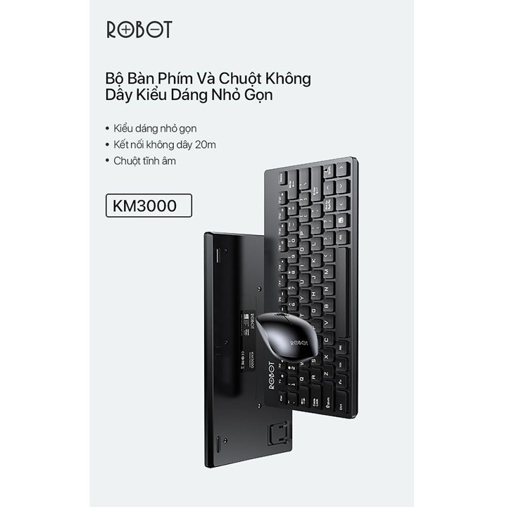 Bộ Bàn Phím Và Chuột Không Dây - ] - ROBOT KM3000 - Hàng Chính Hãng