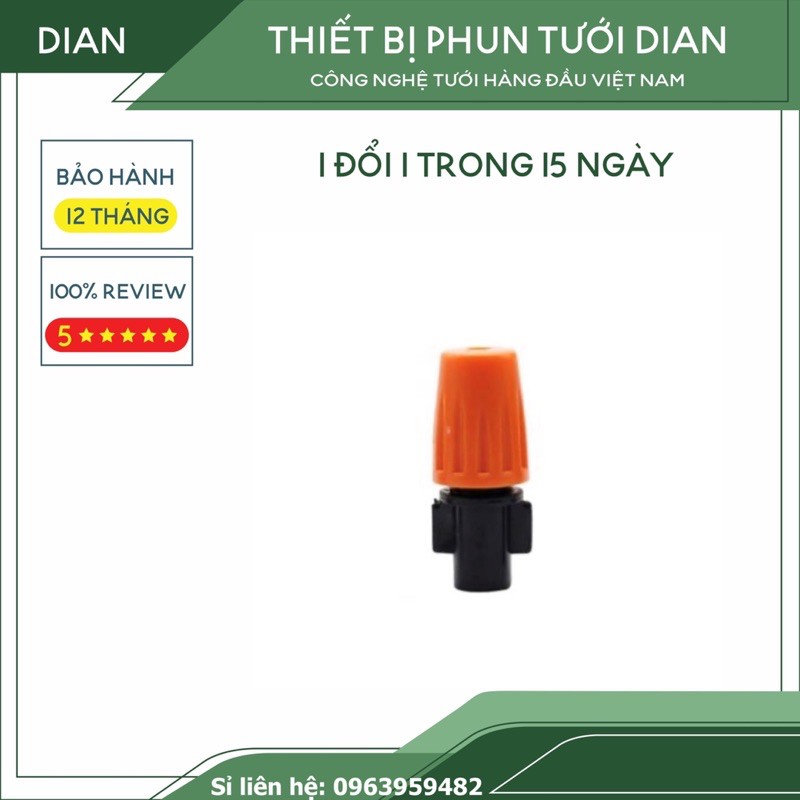 Béc phun sương hạt mịn 1 hướng chân tê nối ống 6mm