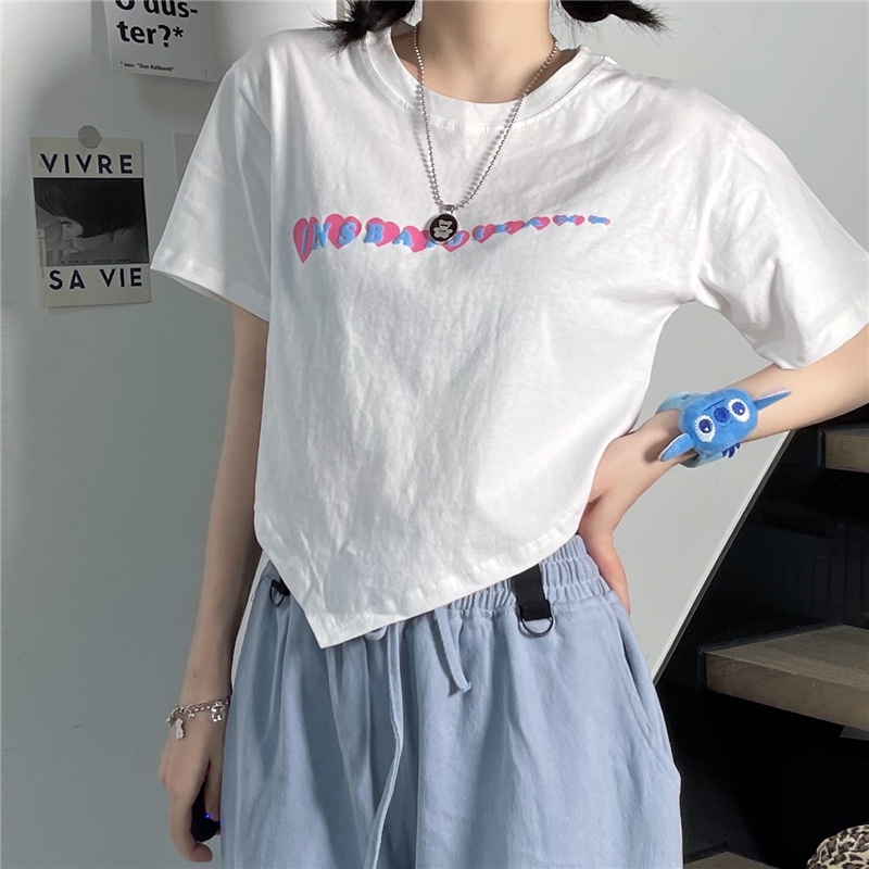 Áo Thun Nữ Ngắn Tay Cổ Tròn Thời Trang Hàn