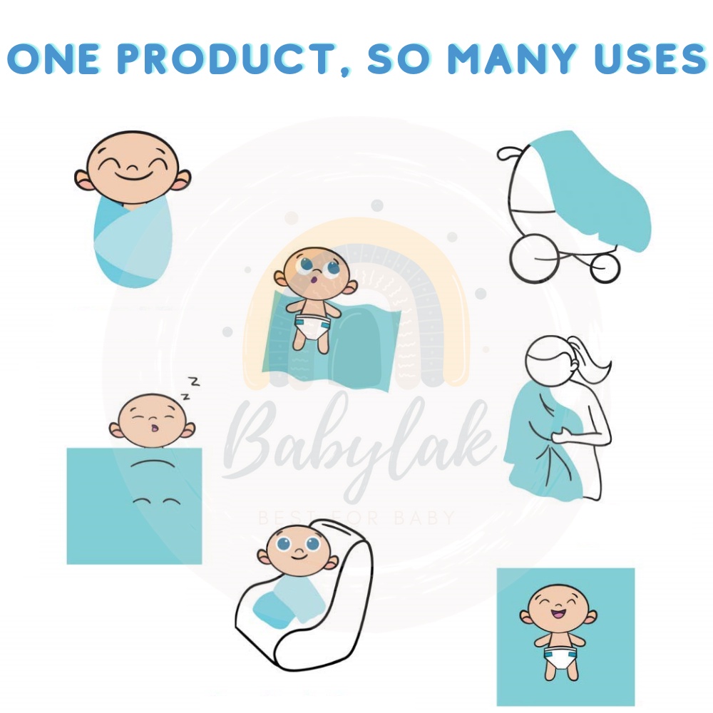 Khăn muslin 2 lớp đa năng cho bé - khổ 110x110 cm - Hàng cao cấp 100% cotton siêu mềm mại