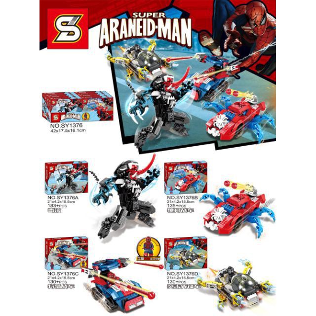 Bộ lego Spider Man vs Venom 4in1 SY1376 hs