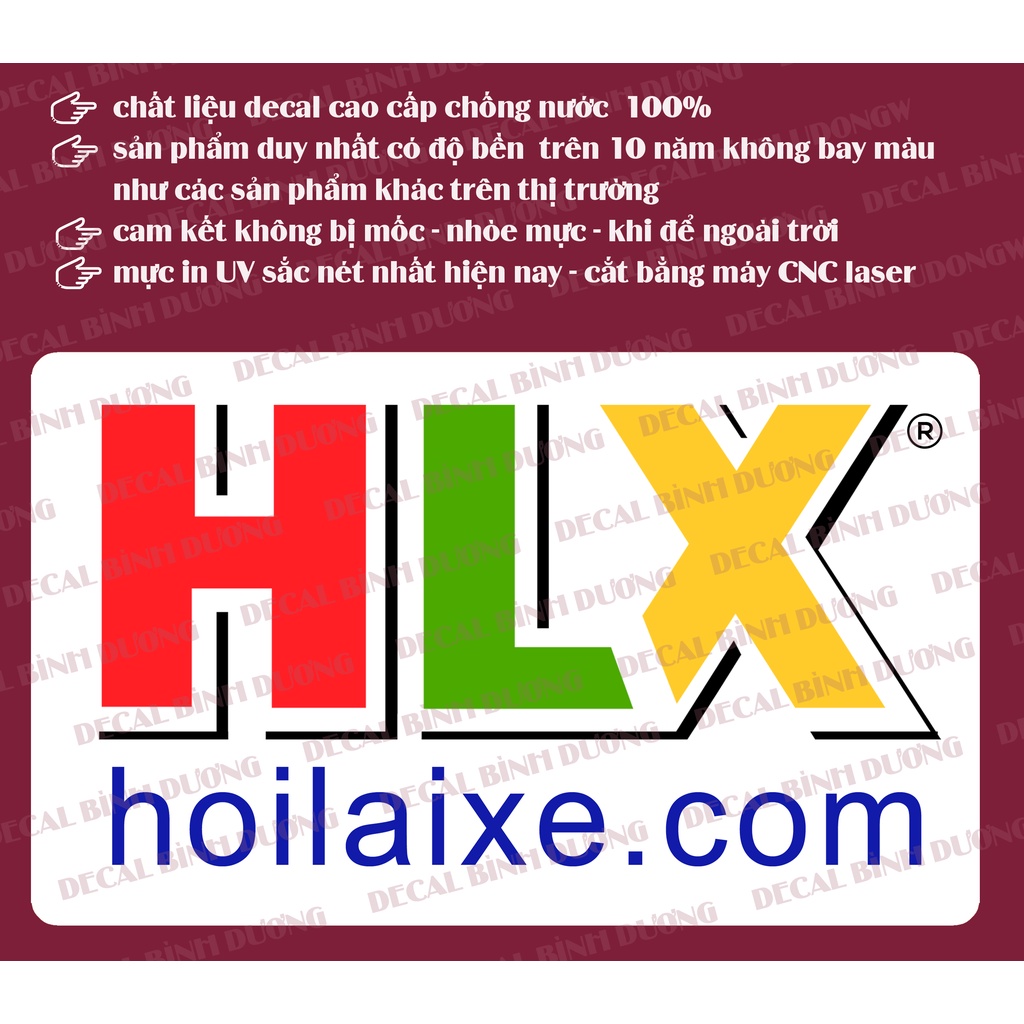 TEM DÁN LOGO HLX DECAL CHỐNG NƯỚC CHỐNG BAY MÀU CẮT SẴN BẰNG MÁY