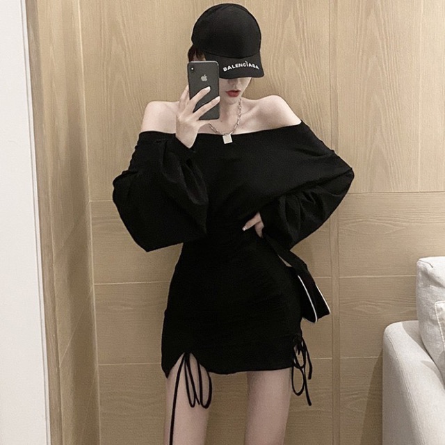 ĐẦM BODY TRỄ VAI RÚT DÂY ĐEN (về thêm sát nách) | BigBuy360 - bigbuy360.vn