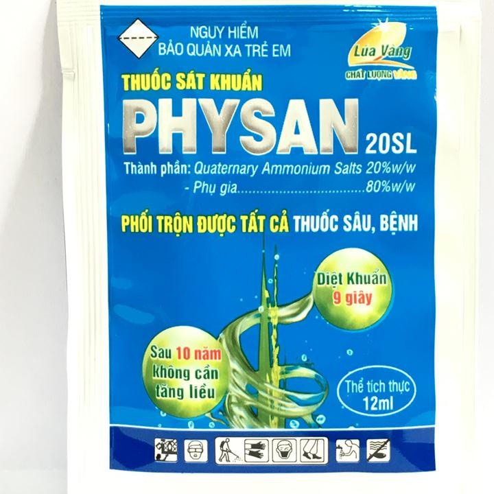 Gói 12ml dung dịch sát khuẩn trừ các loại nấm bệnh cây trồng Physan 20 SL gói 12ml