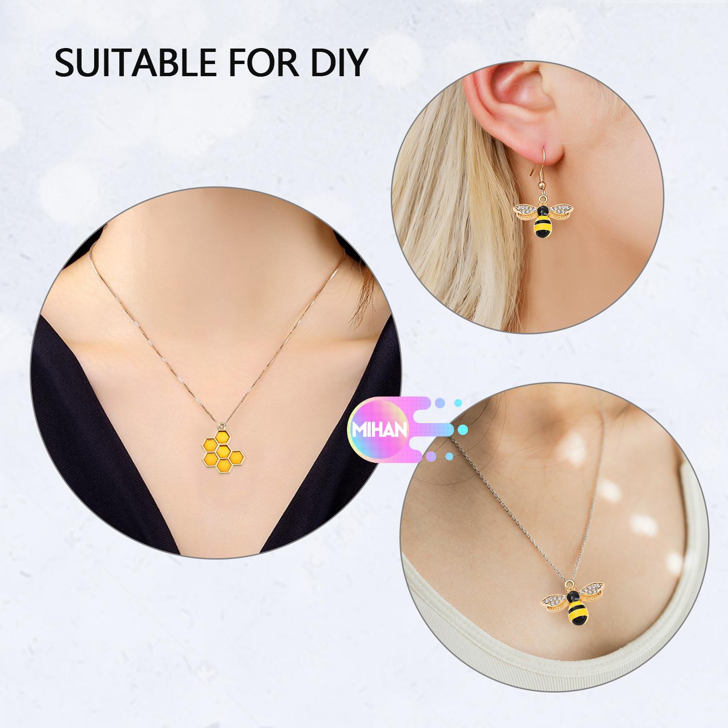 MIHAN1 40 Pcs|Charms Earring Honeybee Pendants Necklace Bee Bracelet Holes Jewelry Making