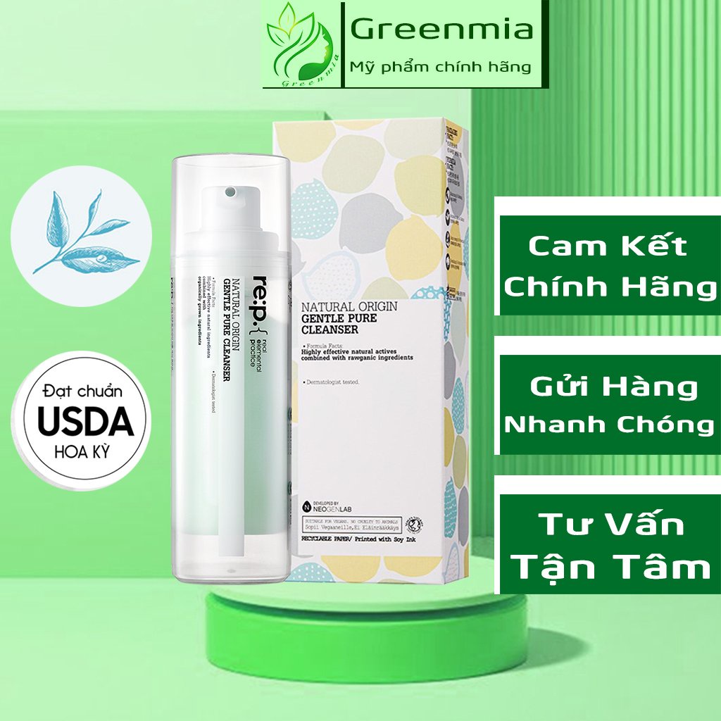 Sữa Rửa Mặt RE:P Thảo Mộc Organic Tự Nhiên Cấp Ẩm Sạch Sâu RE:P NATURAL ORIGIN GENTLE PURE CLEANSER 100ML