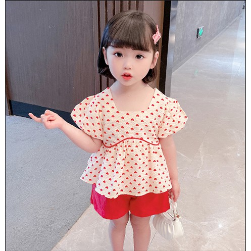 Bộ tim chất liệu đũi - bộ bé gái diện hè siêu dễ thương Size từ 8 - 25kg
