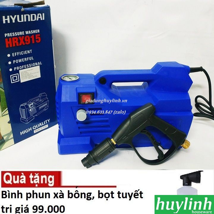 Máy rửa xe Hyundai HRX915 - 120bar - tặng bình xà bông
