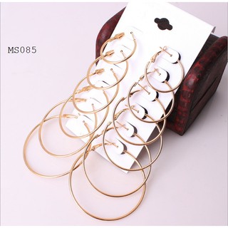 Set 6 đôi bông tai tròn nữ MS085