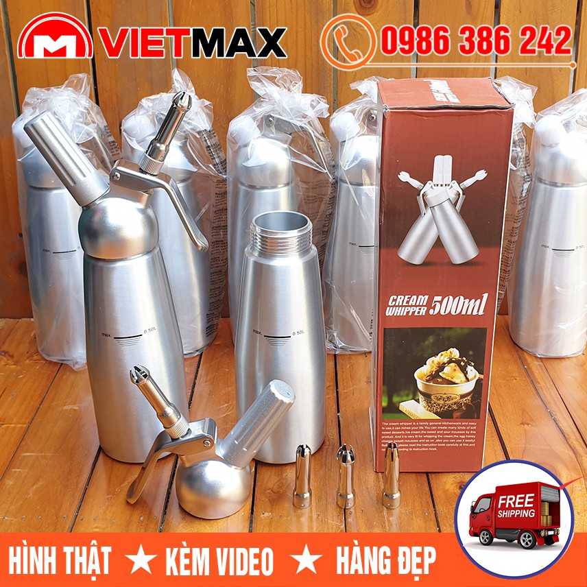 [Video Ảnh Thật] Bình Xịt Kem Tươi Inox Whipper Cream 500ml