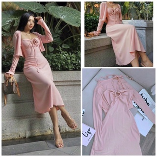 ( Ảnh Thật ) Sét váy body xinh xắn nhẹ nhàng màu hồng pastel