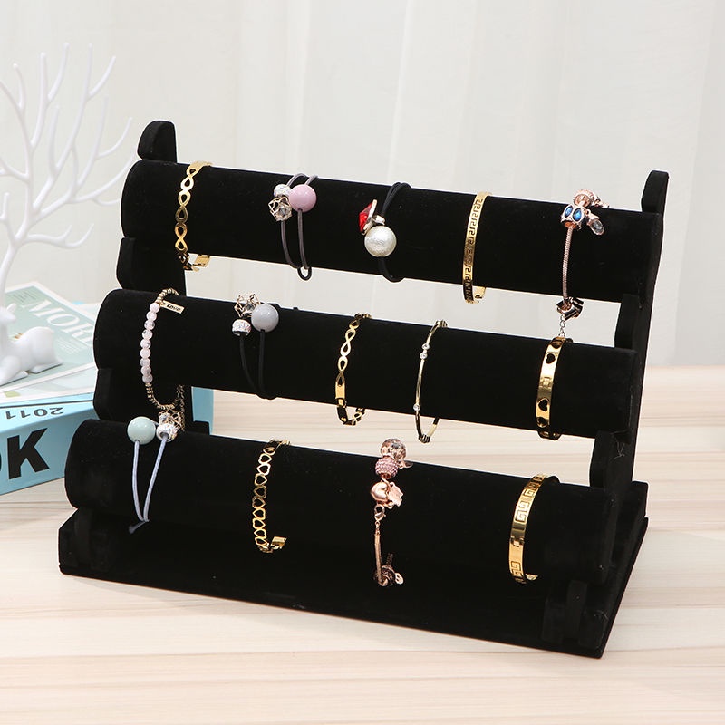 Kệ trưng bày vòng đeo tay bằng vải lanh một lớp hai lớp ba lớp giá treo đồ trang sức đầu dây