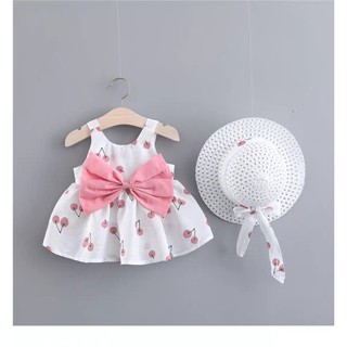 Váy đầm bé gái 3 tháng tuổi- 3 tuổi chất cotton mềm (Tặng kèm mũ siêu đáng yêu, Hàng có sẵn)