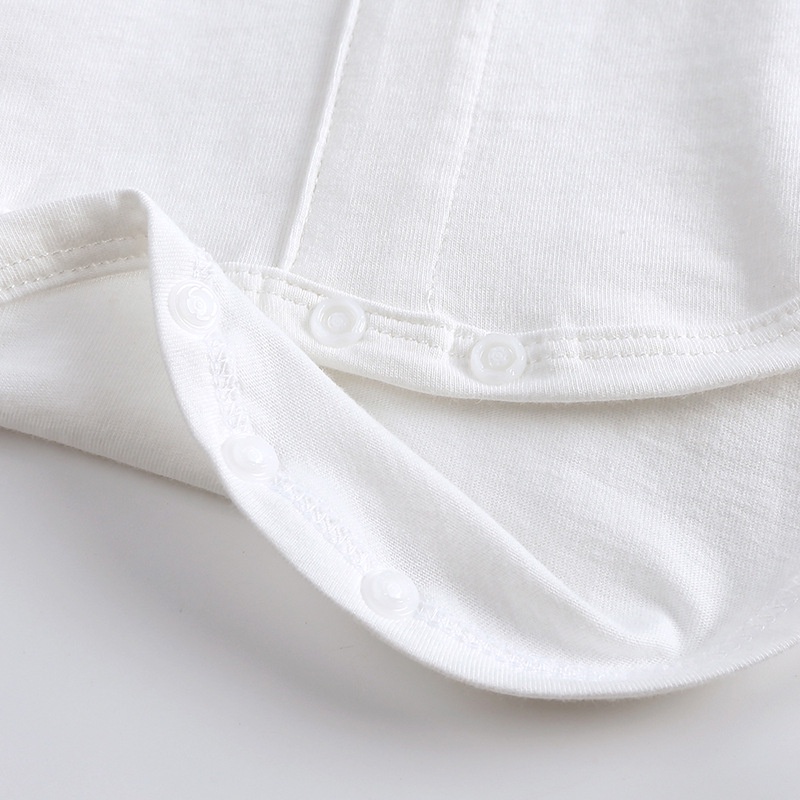 Áo Liền Quần Tay Ngắn Vải Cotton Mềm Mại Màu Trắng Phối Cà Vạt Thời Trang Mùa Hè Cho Bé Sơ Sinh 0-24 Tháng Tuổi