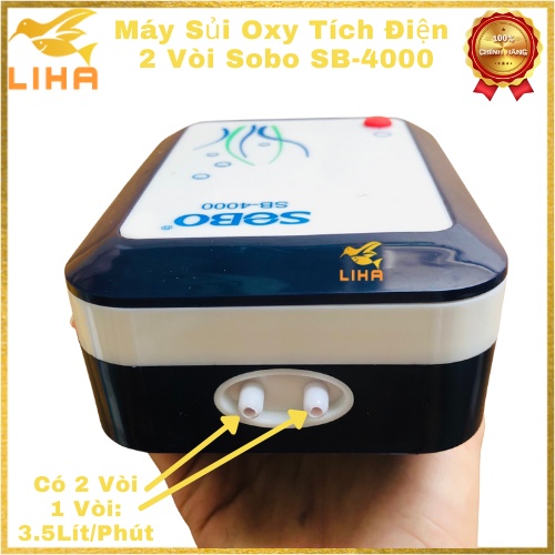 Máy Sủi Oxy Tích Điện 2 Vòi Sobo SB-3000, SB-4000 (2.8W - 2x3Lít/Phút) - Máy Sủi Oxy 2 Vòi Sobo Tích Điện