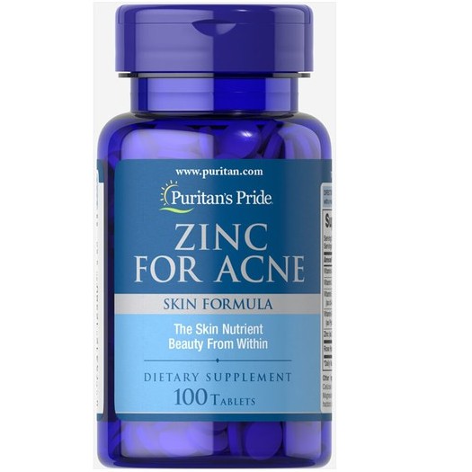 Viên uống Kẽm giảm  mụn Puritan's Pride Zinc for acne 100v/lọ