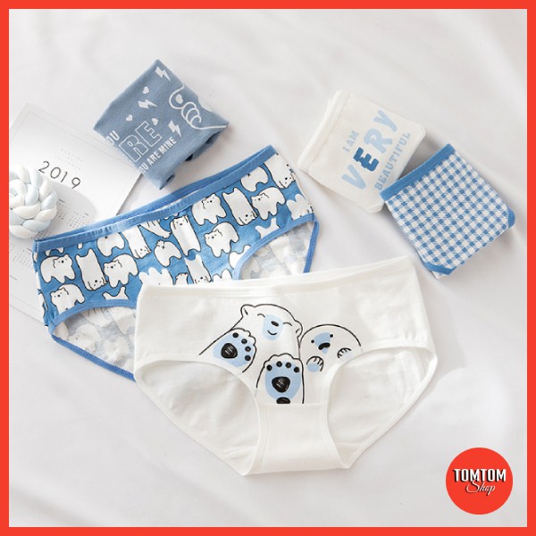 Set 4 Quần lót cotton nữ gấu bắc cực dễ thương mẫu 10