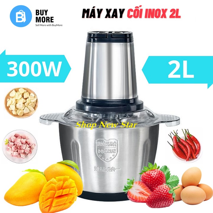 Máy xay thị đa năng làm giò chả dung tích 2L, máy xay thịt cối inox 304, máy xay công suất 300w xay thịt, xay tỏi ớt