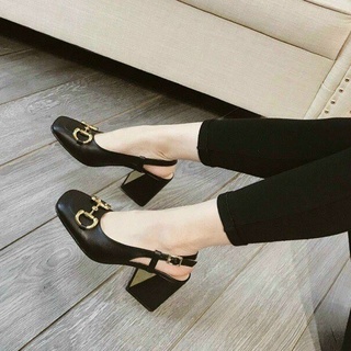 Giày cao gót đế vuông 7p hở gót xinh xắn