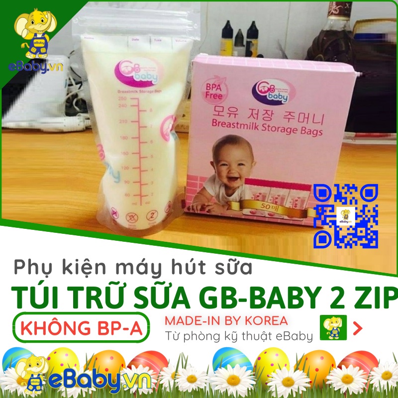 Túi trữ sữa 2 ZIP dung tích 250ml Hàn Quốc - Túi chứa sữa cho bé Gb Baby loại thông dụng- Loại 50 túi dung tích Lớn