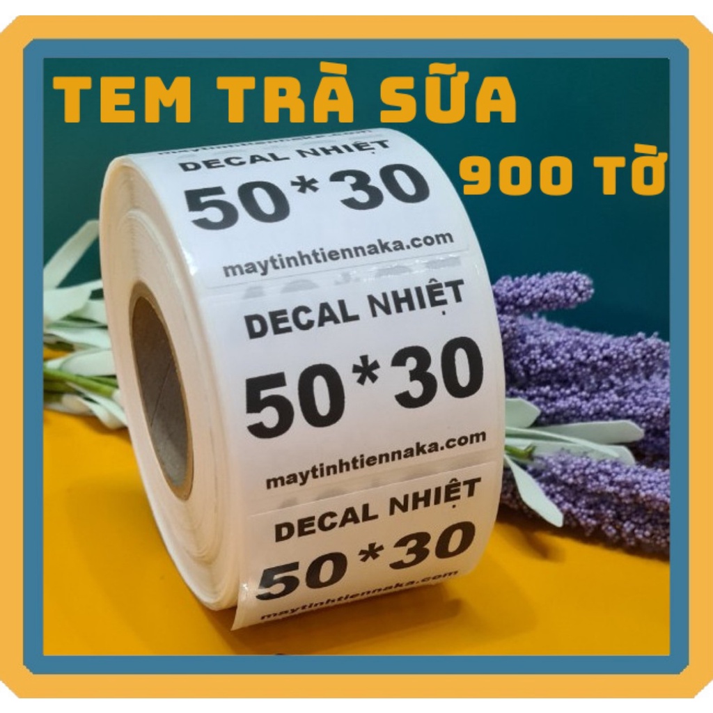 950 Tem trà sữa 50x30 - Tem nhiệt in tem nhãn 5x3, in mã vạch 5*3, in tem phụ 50x30mm- 5x3cm [CUỘN BỰ 30M]
