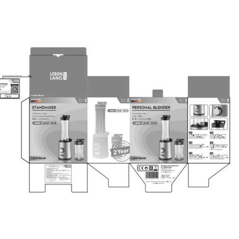 Máy xay cầm tay Lebenlang LBSP8648, máy xay sinh tố mini 350W, bảo hành chính hãng 24 tháng
