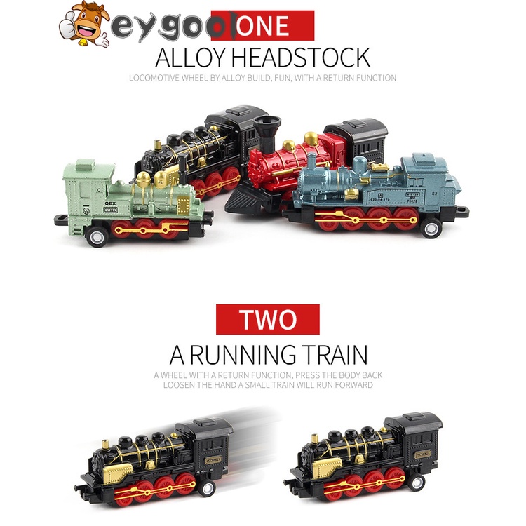 Set 4 Mô Hình Xe Lửa/Tàu Lửa/Xe Lửa Bằng Hợp Kim Phong Cách Retro Cho Bé