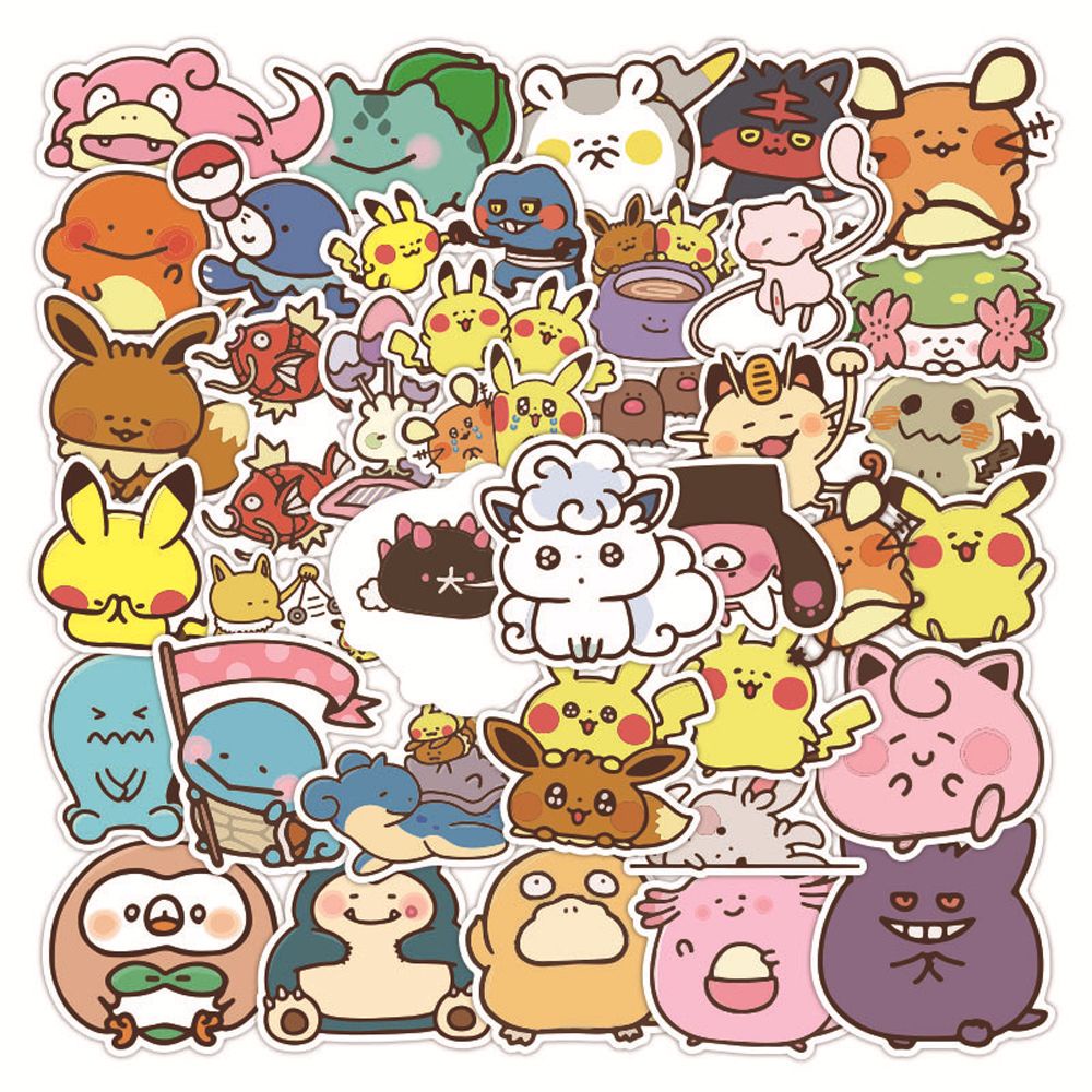 Set 38 Miếng Dán Trang Trí Điện Thoại / Vali / Đàn Ghi Ta / Điện Thoại Họa Tiết Hoạt Hình Pokemon Graffiti Chống Thấm Nước