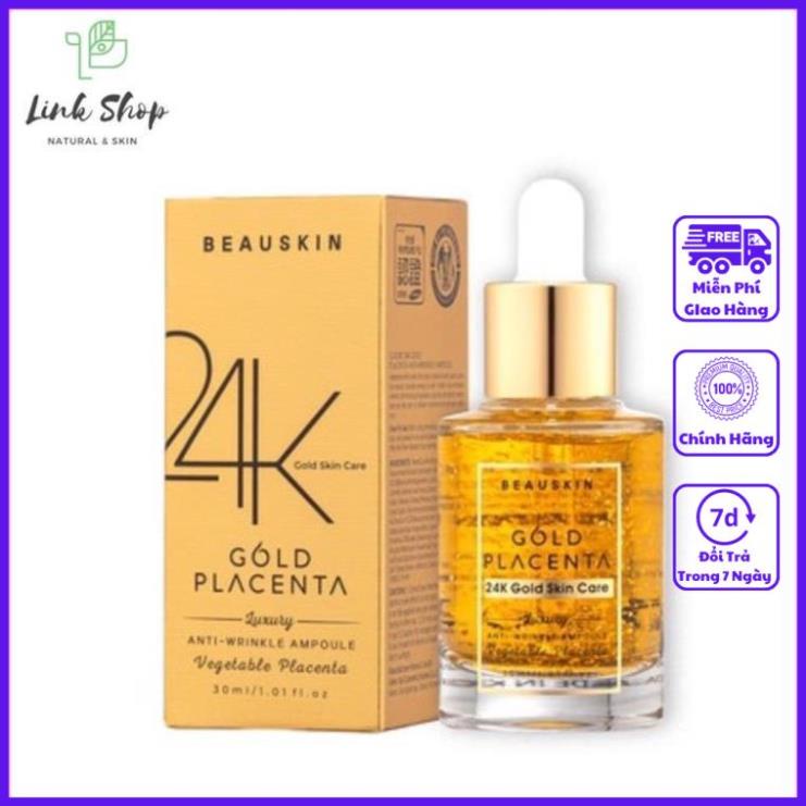 Serum tinh chất, chống nhăn, giúp căng cơ mặt 24K BEAUSKIN LUXURY GOLD PLACENTA Hàn quốc 30ml