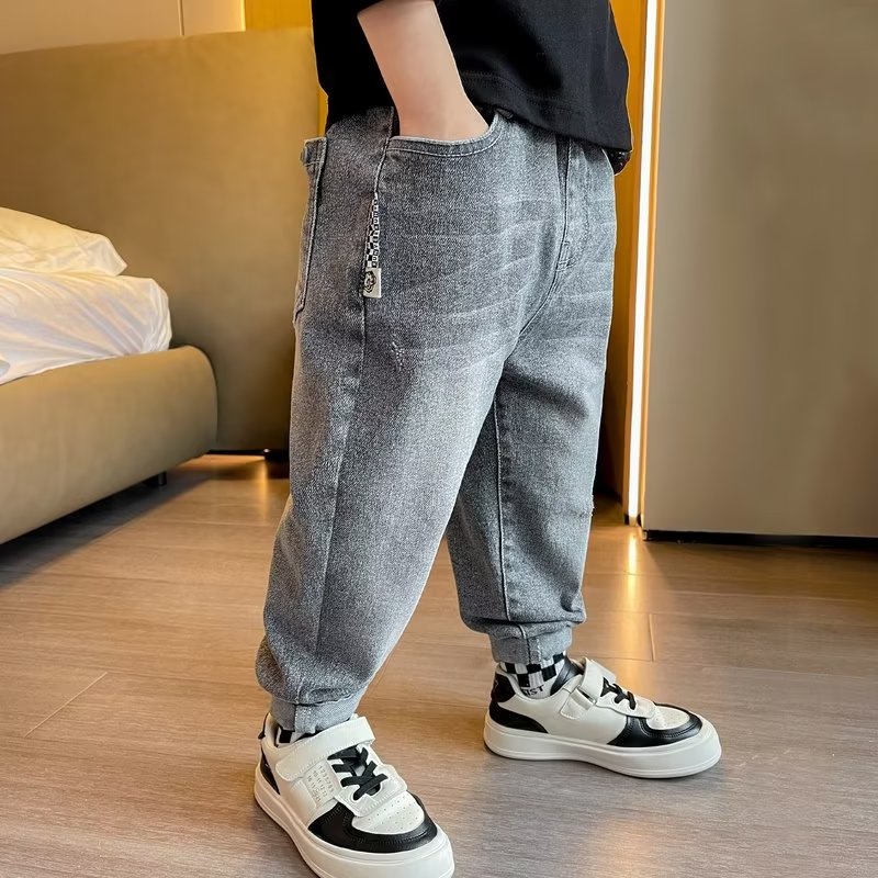 Quần Jean Dài Dáng Rộng Thoải Mái Thời Trang 2022 Cho Bé Trai 3-15 Tuổi 110-160