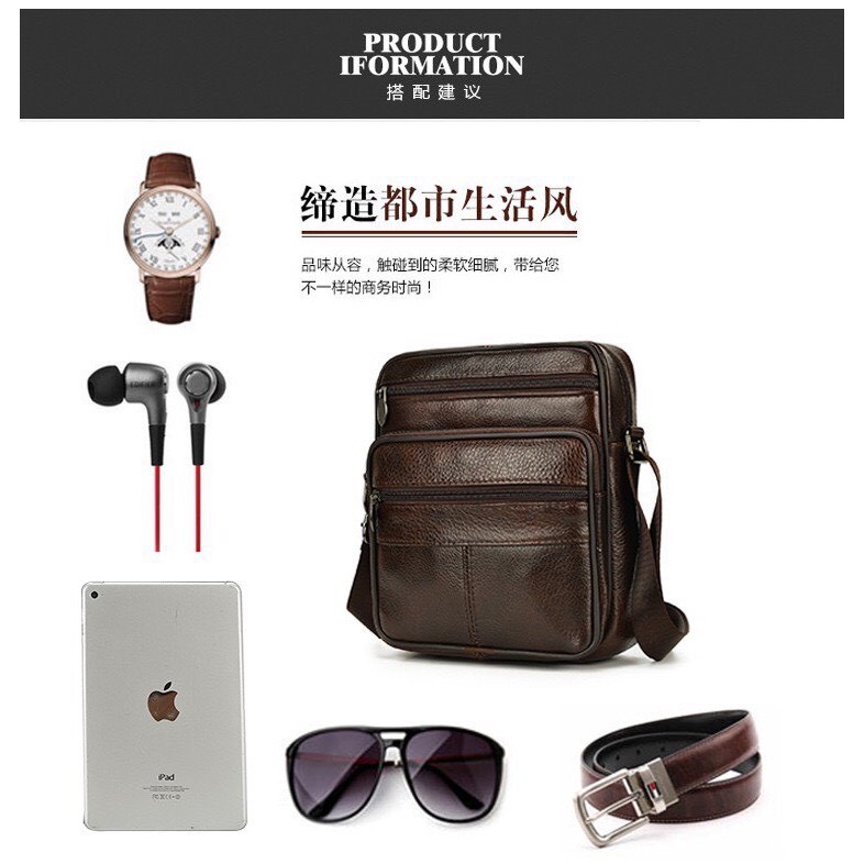 Túi đeo chéo nam da bò T05-3 2 size bảo hành 12 tháng  DIENMAYPICO