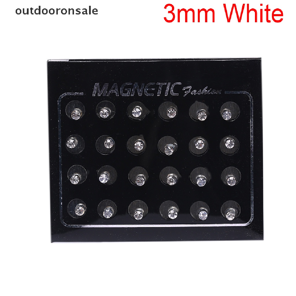 24 Khuyên tai tròn từ tính không cần bấm lỗ đính đá