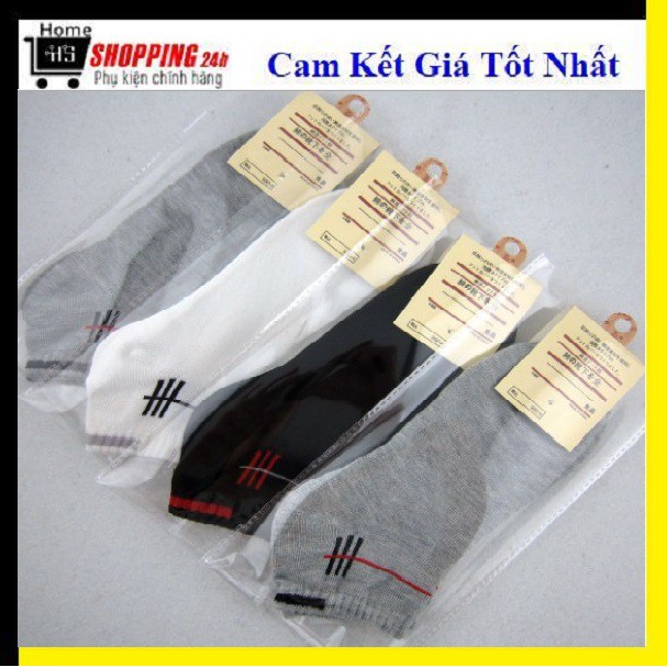 Vớ Tất Sọc Viền Giá Rẻ 3 Màu (Đen - Trắng - Xám)