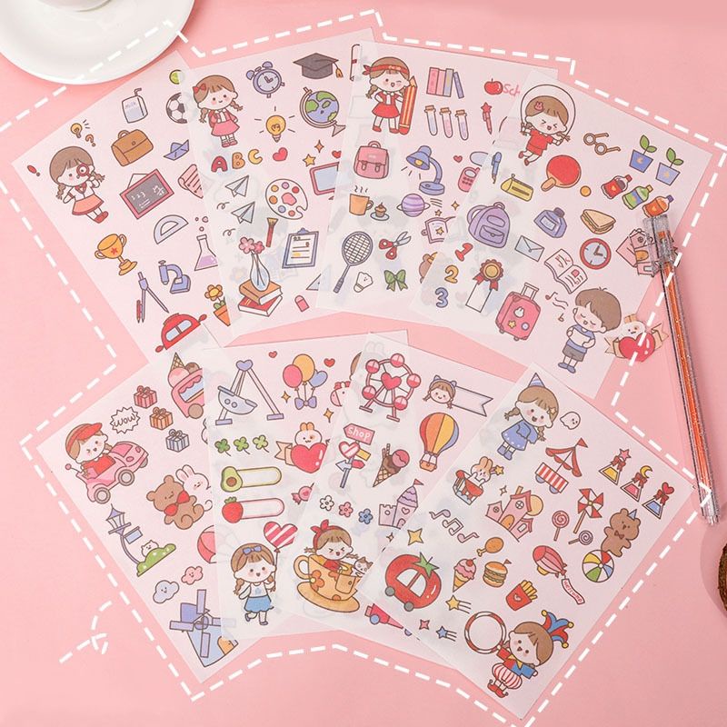 Set 4 tấm sticker nhãn dán cute xinh xắn