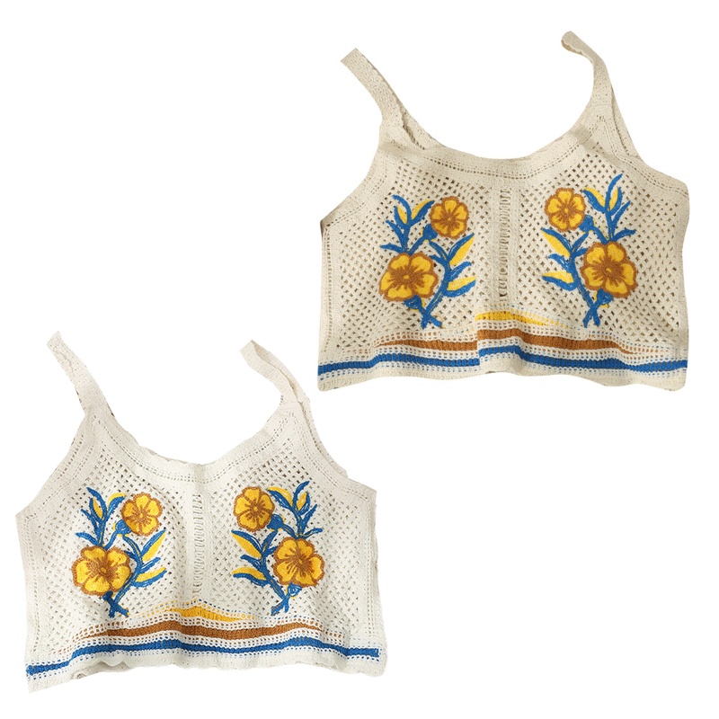 Brroa Áo Sweater Dệt Kim Lưới Không Tay Thêu Hoa Nhiều Màu Sắc Cổ Điển Cho Nữ