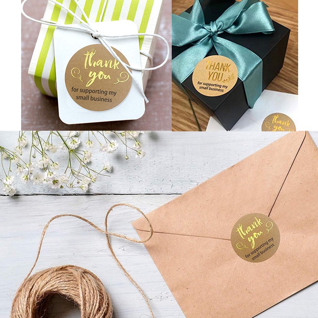 [Fenteer1] Cuộn 500 Miếng Dán Niêm Phong Bao Bì In Chữ Thank You