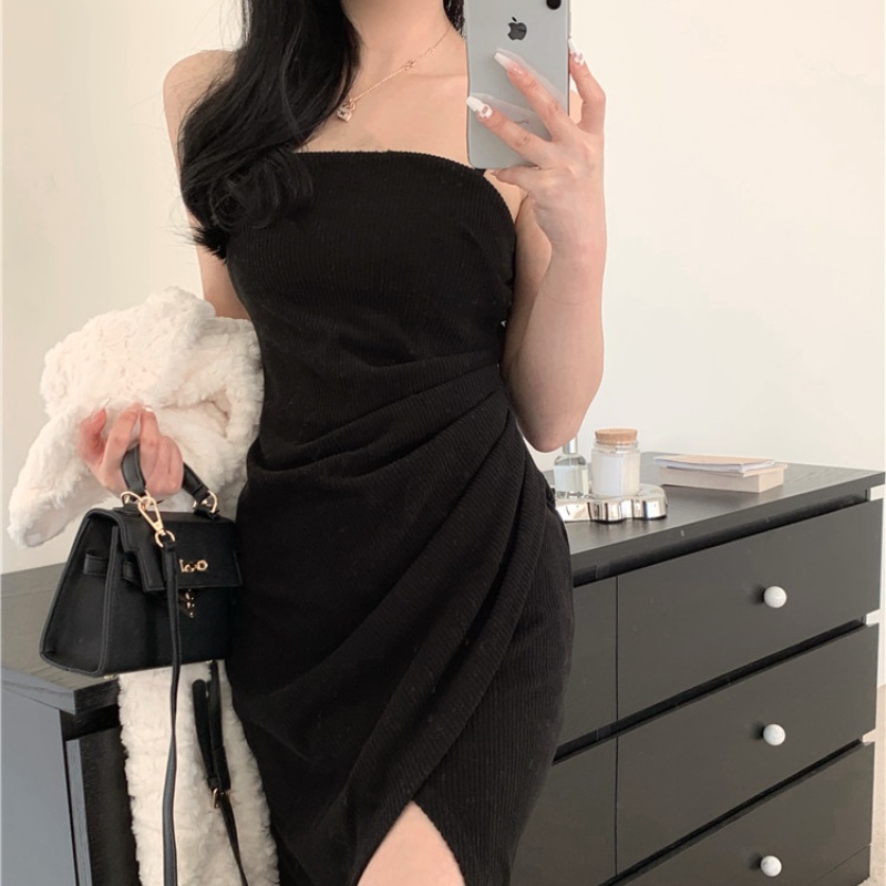 Đầm midi Perty hai dây xẻ tà quyến rũ thời trang Hàn Quốc cho nữ