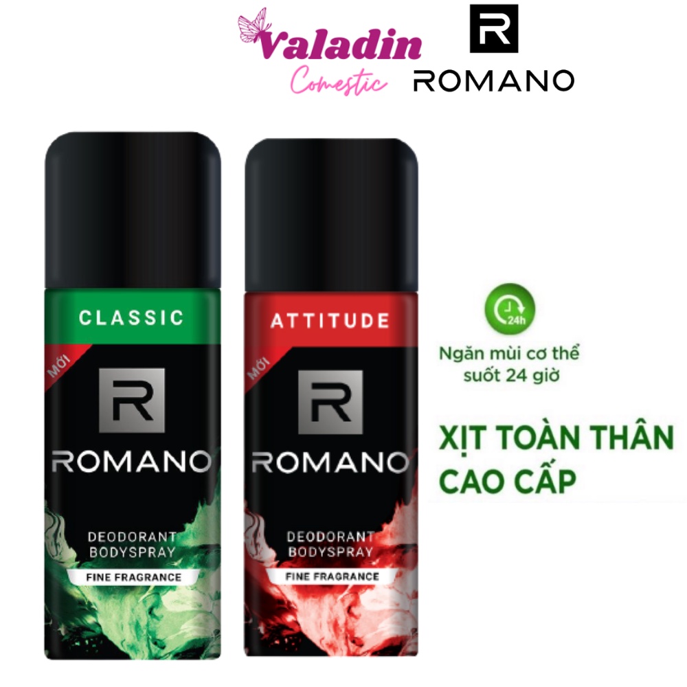 Xịt khử mùi nước hoa nam Romano Deodorant Bodyspray 150ml