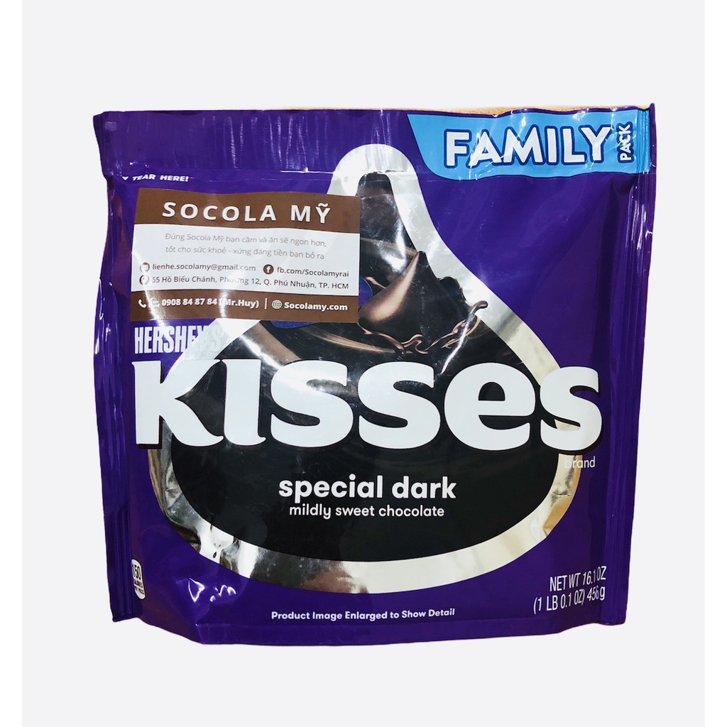 Socola Hershey Kisses Tím Đắng Lớn - Socola Mỹ