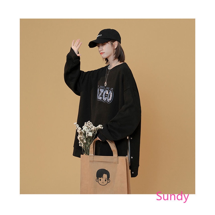 Áo sweater plus size tay dài dáng rộng phong cách thời trang hàn quốc cho nữ