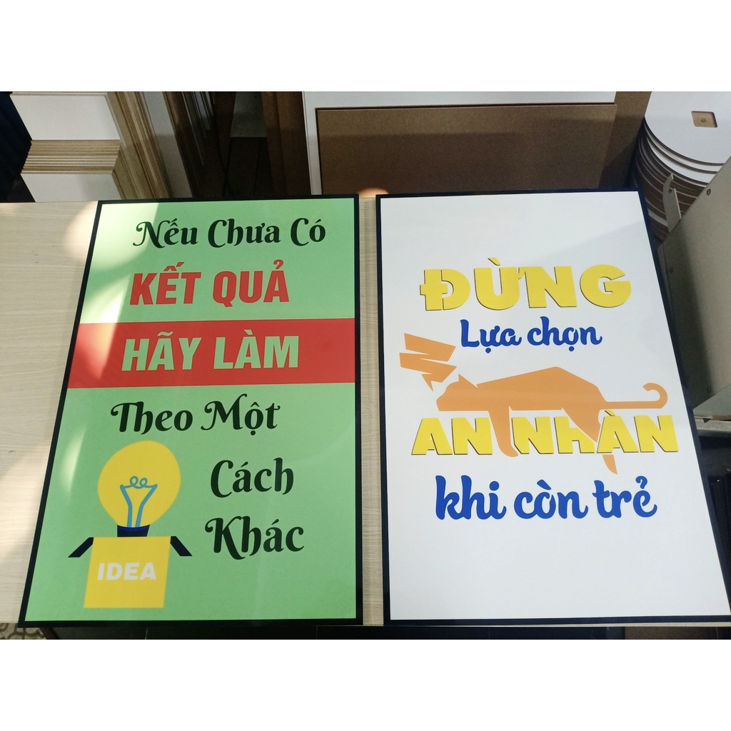 Tranh Laminate Bóng Gương - Slogan Tạo Động Lực 2 TƯỜNG VIP