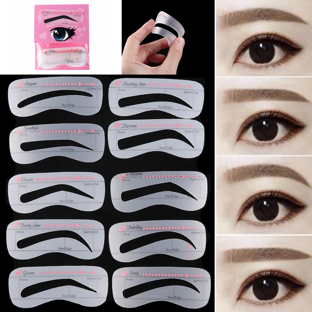 Set 10 Thẻ Khuôn Hỗ Trợ Kẻ Lông Mày Trang Điểm Tiện Dụng