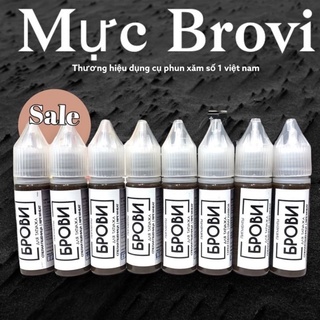 Mực Brovi cao cấp hữu cơ bản Nga xăm mày bám nhanh giữ màu 95% chính hãng dạng lọ 15ml